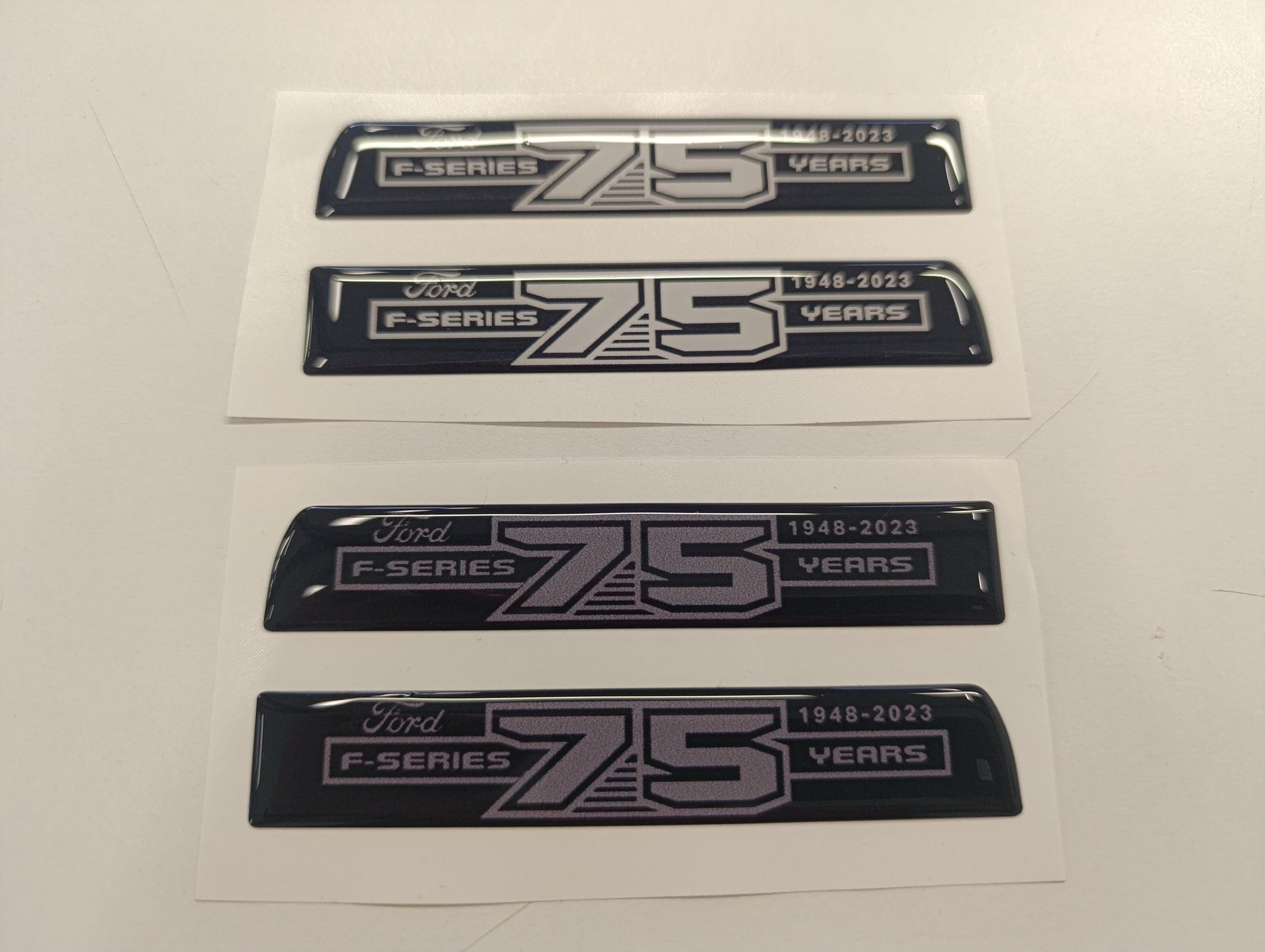 F Series 3D 75 Years Aftermarket Replacement Fender Decals for 2023 and 2024 Ford F250 or F350 Domed Decal 2pcs / Sticker Resin Set / W & G - Primary color: White,Grey