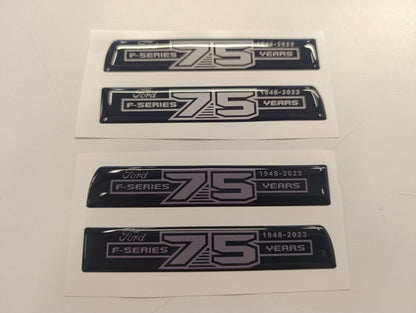 F Series 3D 75 Years Aftermarket Replacement Fender Decals for 2023 and 2024 Ford F250 or F350 Domed Decal 2pcs / Sticker Resin Set / W & G - Primary color: White,Grey