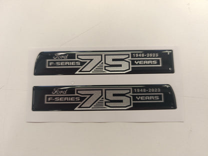 F Series 3D 75 Years Aftermarket Replacement Fender Decals for 2023 and 2024 Ford F250 or F350 Domed Decal 2pcs / Sticker Resin Set / S & R