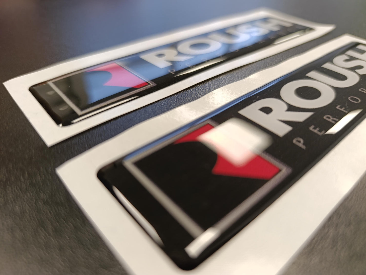 Roush Performance 3D Domed Badge Emblem Decals 2pcs 5.11"x1.18" / Sticker Resin Set / White and Black