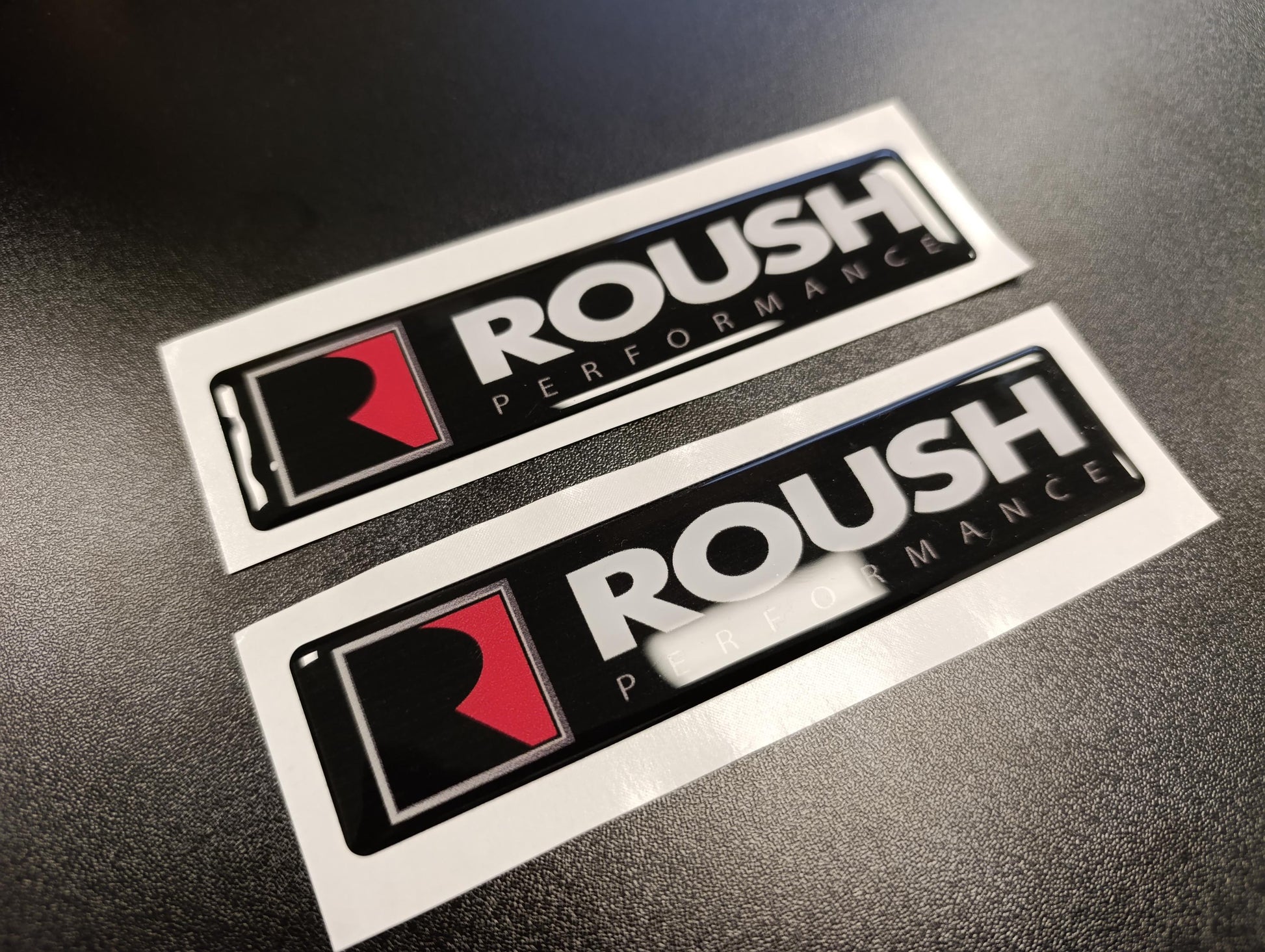 Roush Performance 3D Domed Badge Emblem Decals 2pcs 5.11"x1.18" / Sticker Resin Set / White and Black