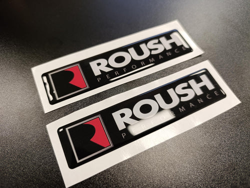 Roush Performance 3D Domed Badge Emblem Decals 2pcs 5.11"x1.18" / Sticker Resin Set / White and Black