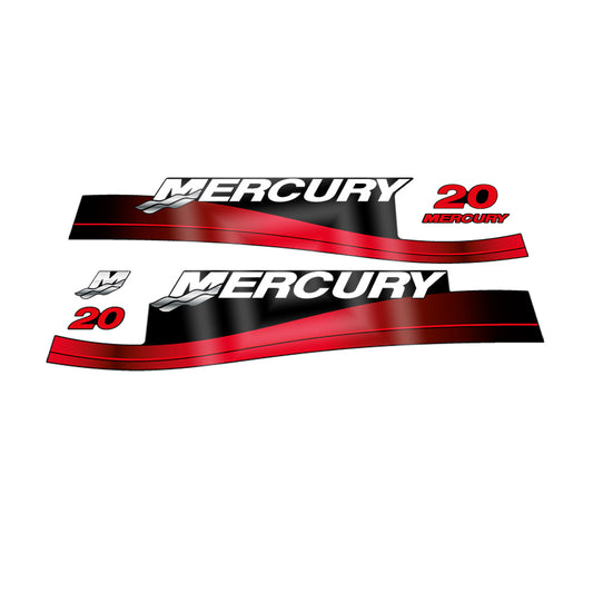 Mercury 20 (1999-2004) Outboard Compatible Replacement Decal (Sticker) Set replacement decal set