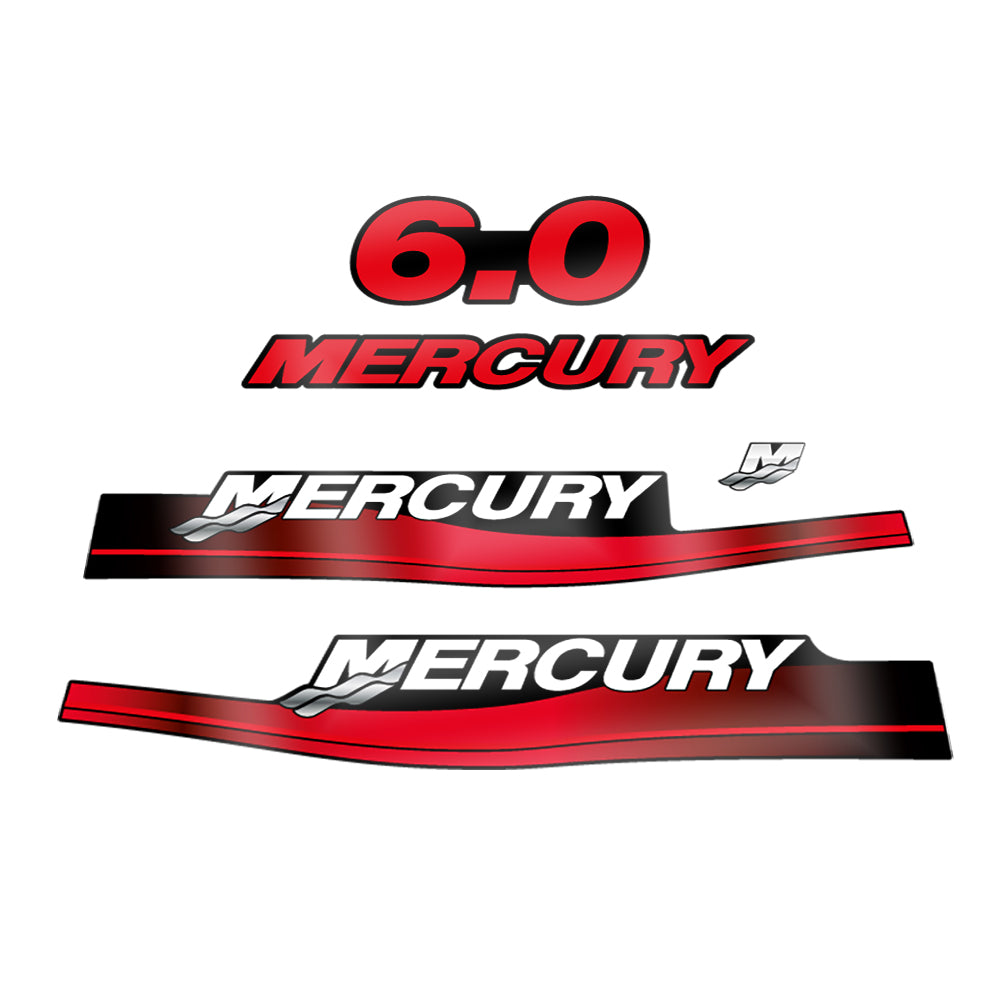 Mercury 6.0 (1999-2004) Outboard Compatible Replacement Decal (Sticker) Set replacement decal set