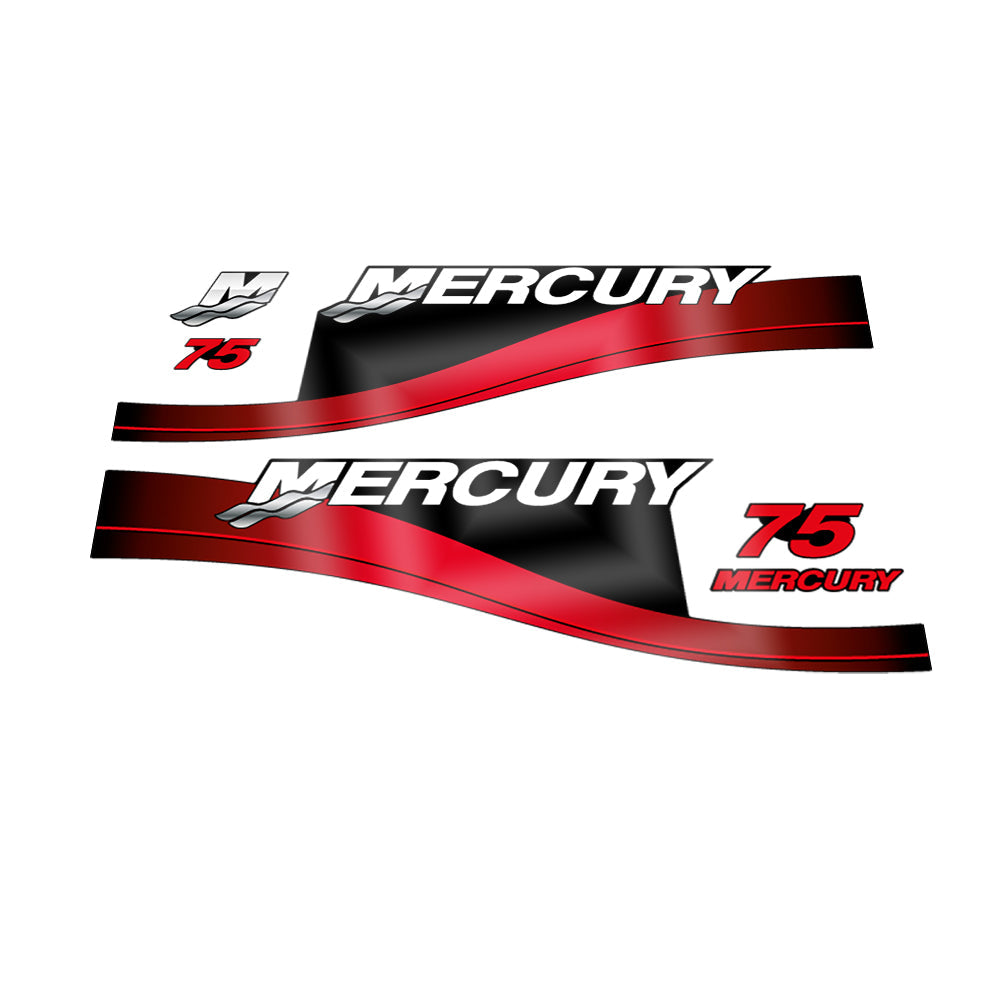 Mercury 75 (1999-2004) Outboard Compatible Replacement Decal (Sticker) Set replacement decal set