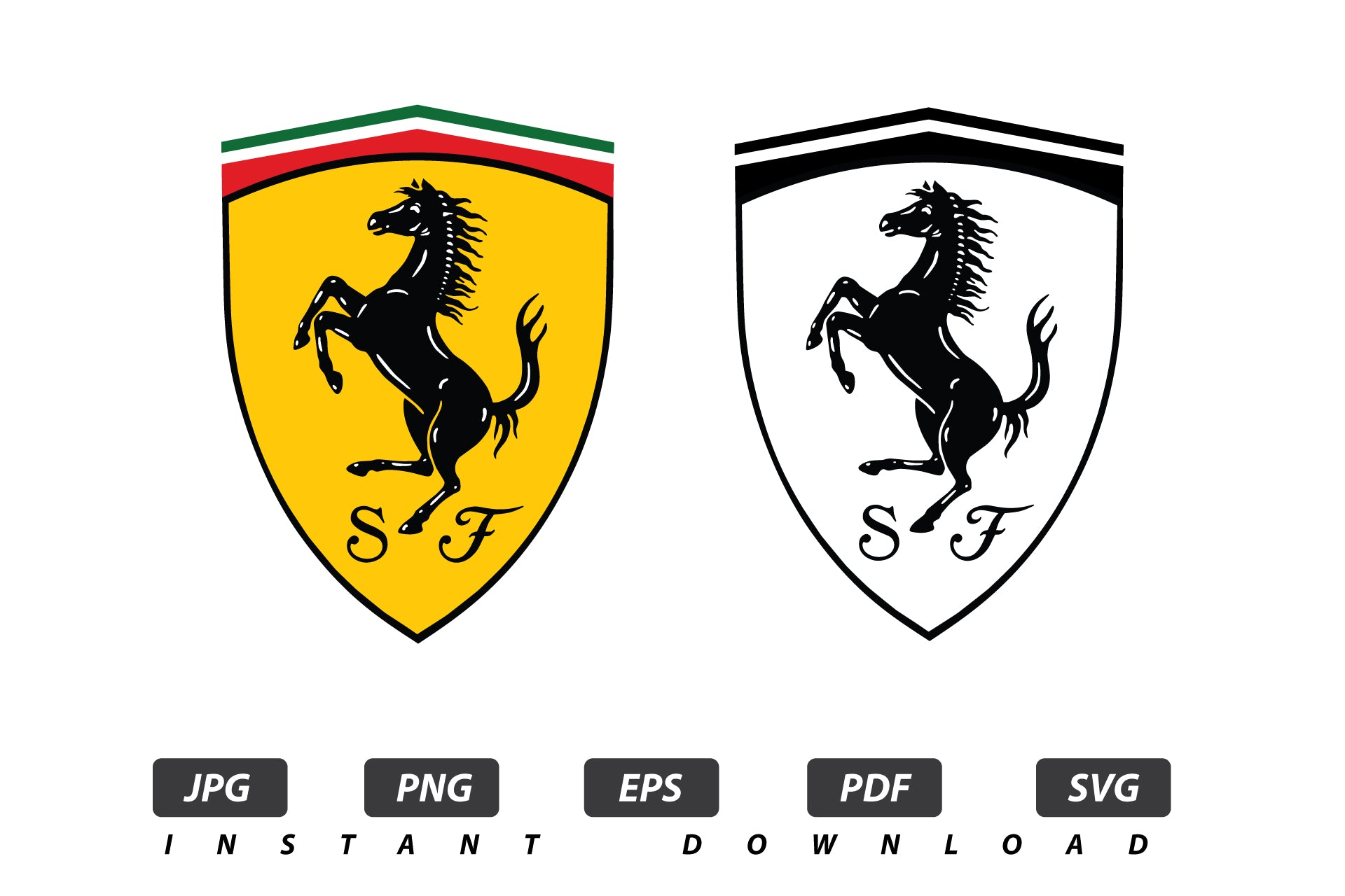 Ferrari Vector Logo / EPS / SVG / PDF / JPG / PNG Instant Download / P ...