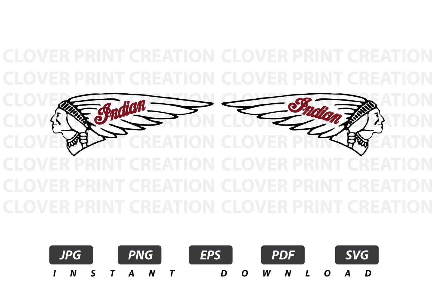 Indian Motorcycle Vector Logo / EPS / SVG / PDF / JPG / PNG Instant Download / Print Cut Template